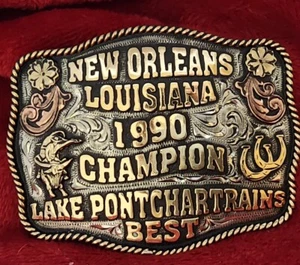 CHAMPION TROPHY BUCKLE PRO RODEO NEW ORLEANS LOUISIANA BULL RIDING☆1980☆RARE☆R84 - Picture 1 of 12