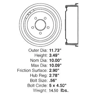 For Ford F-150 1980-1983 Centric 123.65020 C-Tek Standard Rear Brake Drum Foto 1 de 1