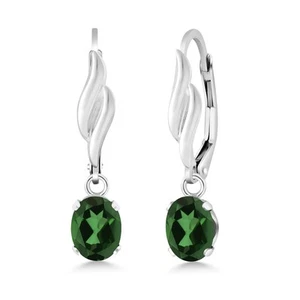 925 Sterling Silver Emerald Envy Mystic Topaz Leverback Dangle Drop Earrings - Picture 1 of 3