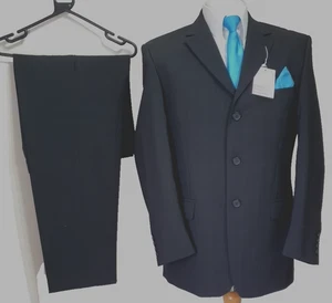 Moss Mens 2 piece 3 button suit Ch40"R W34" L32" Black Window Pane Check - Picture 1 of 15