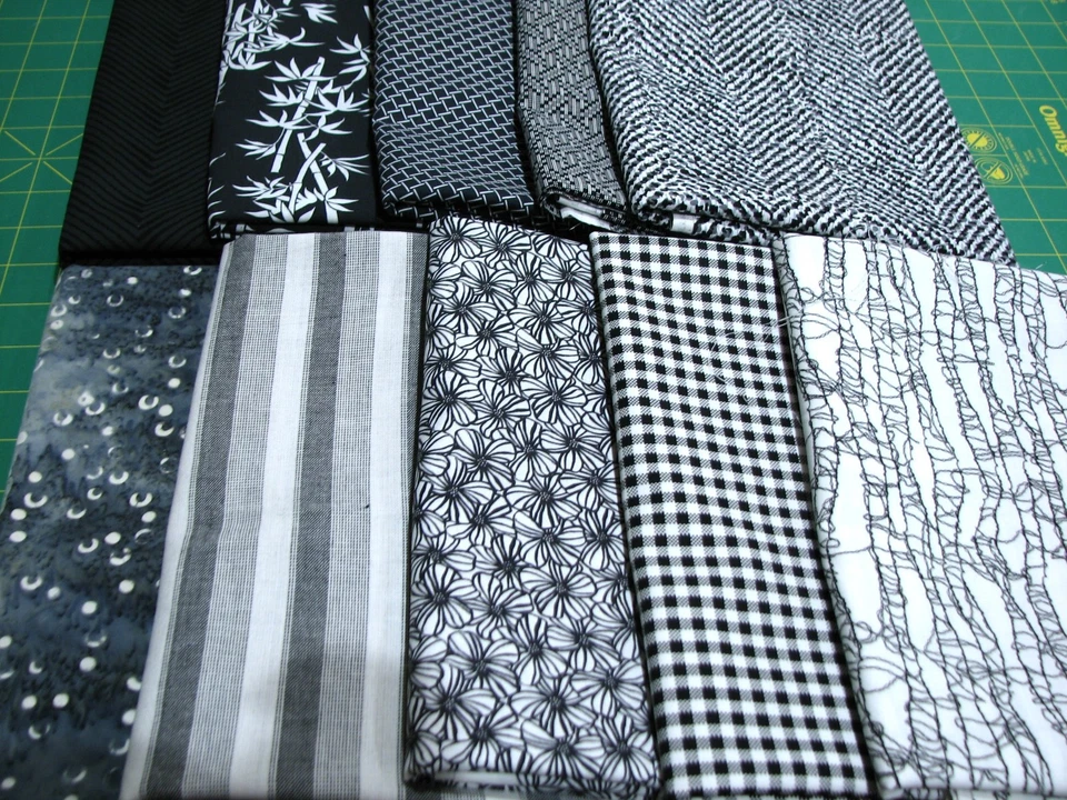 Tela de algodón de 10 yardas - Básicos y licuadoras blanco y negro lote B Foto 1 de 1