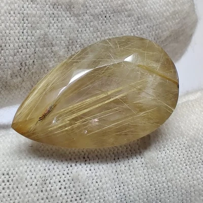 Natural Golden Inclusion Rutilated Quartz Cut Pear Rutile for Jewelry 19 Cts - Image 1 of 4