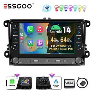 Autorradio 7" Android 14 4+64G Carplay RDS GPS para VW GOLF 5 6 PASSAT B6 Polo - Imagen 1 de 20
