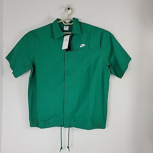 Camicia Oxford manica corta Nike Club verde con bottoni nuova con etichette uomo FN3902 365 taglia M