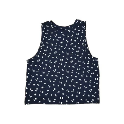 Hollister Must Have Collection Tank Top High Neck Ribbed Size XL Blue Floral Top - Image 1 of 4