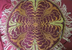VINTAGE HANDMADE TABLE CLOTH COVER COTTON & SILK THREADS - Picture 1 of 11