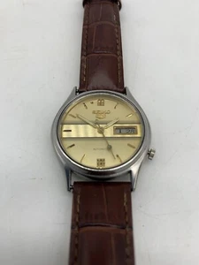 Vintage 1970s SEIKO 5 Automatic 7009-448 Watch 17Jewel 2 Tone Gold Dial - Picture 1 of 11