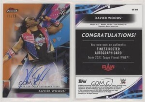 2021 Topps Finest WWE Roster Auto Orange Refractor /25 Xavier Woods #RA-XW Auto