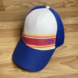 Callaway Hat Cap Snapback Adjustable Blue White Retro Red Yellow Stripe - Picture 1 of 12