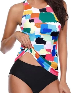 Holipick Women Tankini Swimsuits High Neck Halter Two Piece Bathing Suit Sz XXL - Picture 1 of 6