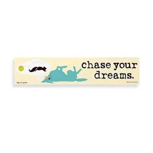 NUEVO Letrero de madera decorativo Chase Your Dreams con perro y ardilla 16 x 3,5 pulgadas amarillo - Imagen 1 de 3