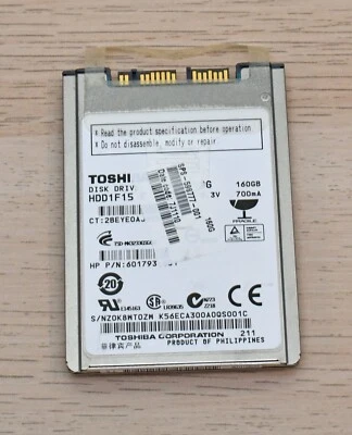 Toshiba MK1633GSG 160GB Micro SATA 1.8" Hard Drive for HP 2530P 2540P - Image 1 of 2