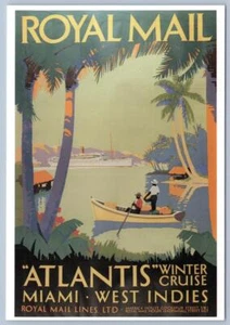 ROYAL MAIL ATLANTIS WINTER CRUISE WEST INDIES POSTER REPRO MODERN 4x6 POSTCARD - Picture 1 of 2