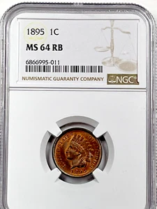 1895 Indian Cent : NGC MS64RB - Picture 1 of 4