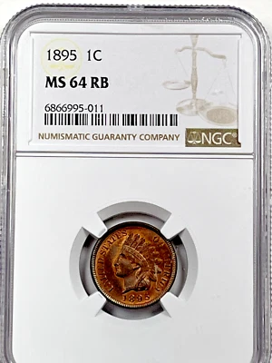 1895 Indian Cent : NGC MS64RB - Image 1 of 4