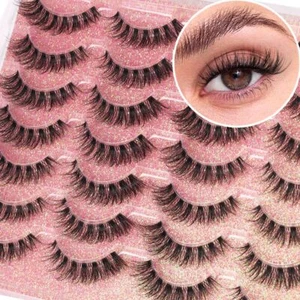 False Lashes Clear Band Faux Mink Lashes Fluffy Wispy Eyelashes Cat Eye 16mm ... - Picture 1 of 7