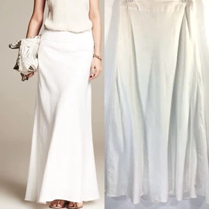 BANANA REPUBLIC Size 2P White 100% Linen Patio A-line Maxi Skirt - Picture 1 of 12