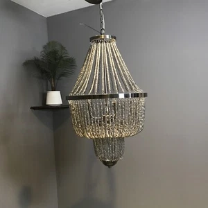 New -Modern Gothic Style Smokey/smoked Bead Nickel And Chrome Crystal Chandelier - Picture 1 of 5