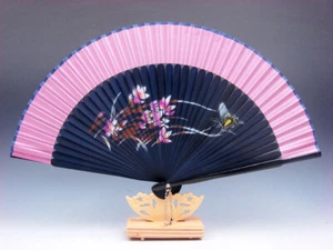 Bamboo Folding Hand Fan w/ Stand Butterfly Flowers Party Wedding Favor #10302207 - Picture 1 of 4