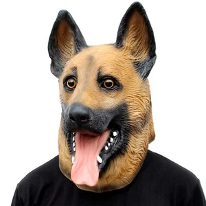 Dog Head Mask Halloween Party Dog Costume Masks Super Bowl Costume Latex Animal - Picture 1 of 9