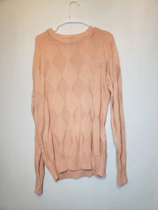 Pebble Beach of California Mens XL Sweater Long Sleeve Argyle Lgt Pink Pullover  - Picture 1 of 5