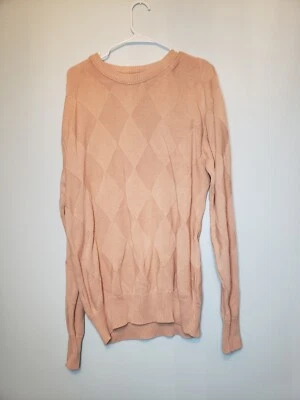 Pebble Beach of California Mens XL Sweater Long Sleeve Argyle Lgt Pink Pullover  - Image 1 of 4