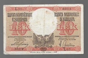 1939-44 Albania Albanian Paper Money, 10Leke Italy& Germany Occupation - Picture 1 of 2