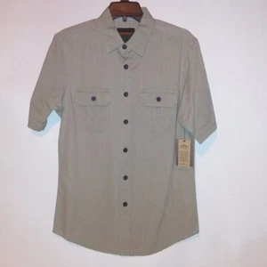 Northwest Territory Button Up Shirt Mens Small Short Sleeve Beige Collared Solid - Picture 1 of 9