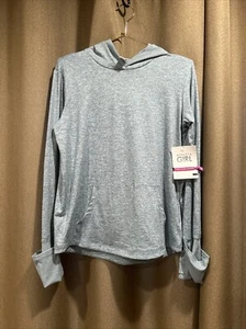 NWT Athleta Girl Uptempo Hooded Top Size XXL/16 Color Heather Bluish-green - Picture 1 of 8