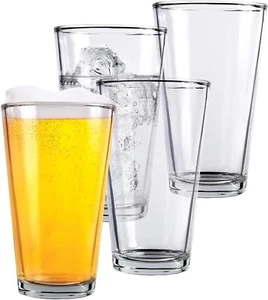 16 oz Clear Glass Beer Cups – 4 Pack – All Purpose Drinking Tumblers, 16 oz  - Picture 1 of 5