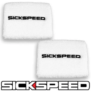 2 WHITE ENGINE BAY RESERVOIR TANK COVER DRESS UP KIT FOR BRAKE/CLUTCH FLUID P11 - Picture 1 of 1