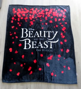 DISNEY BEAUTY AND THE BEAST THE MUSICAL FLEECE BLACK RED LARGE BLANKET THROW VGC - Picture 1 of 5