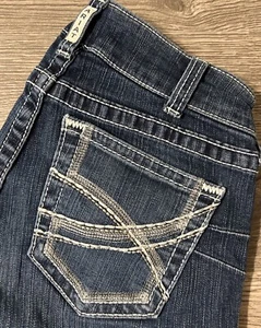 Pantalones de mezclilla Ariat REAL para mujer lavado oscuro pierna recta tiro medio azul talla 28R (28x33) - Imagen 1 de 12