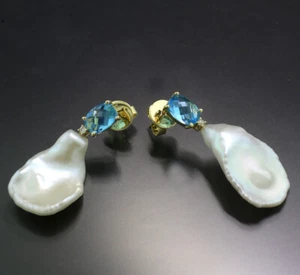 Wert 1.750 Euro Zuchtperlen Blautopas Brillant-Ohrhänger  750-Gold 18 Karat - Picture 1 of 4