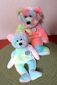 TY B.B. (Birthday) Beanie and Buddy Tie-Dye Bears 1999-2000 Vintage - Picture 1 of 5