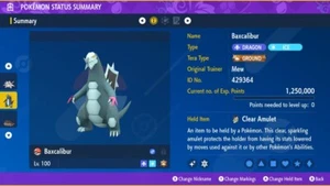Brillante 6IV XXL EV Entrenado Intercambio Térmico Baxcalibur Pokémon Escarlata/Violeta Hogar - Imagen 1 de 3