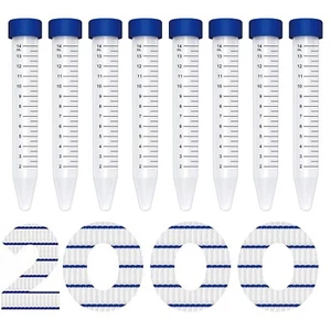 2000pcs Lab 15mL Conical Centrifuge Tubes Polypropylene Screw Caps EO Sterilized - Picture 1 of 17