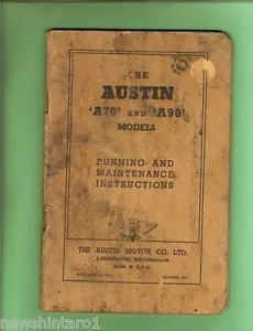 CAR GLOVEBOX MANUAL - AUSTIN A70 / A90 MODELS, 1951 - Picture 1 of 1