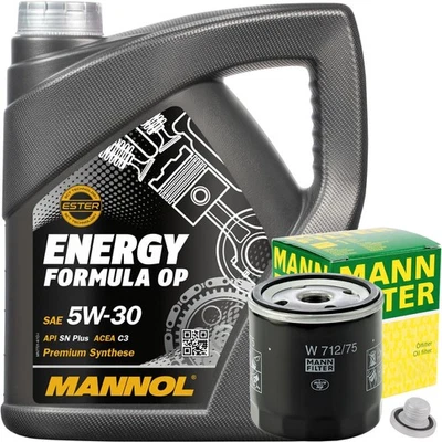 MANN-FILTER + FEBI + MANNOL MANN ÖLFILTER + MANNOL ENERGY FORMULA OP 5W-30 4L MOTORÖL DEXOS2 ACEA C2 C3 5W30