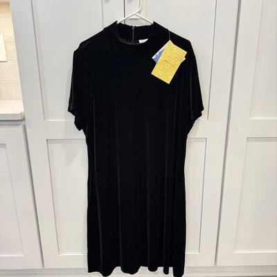 Новый с Ярлыками Susan Graver SZ 1 X черный полиэстер вельветовый бархат насмешливый водолазка платье - Изображение 1 из 4