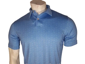 Peter Millar Boys Large Blue Poly/Spandex Golf Shirt Skulls All Over - Picture 1 of 7
