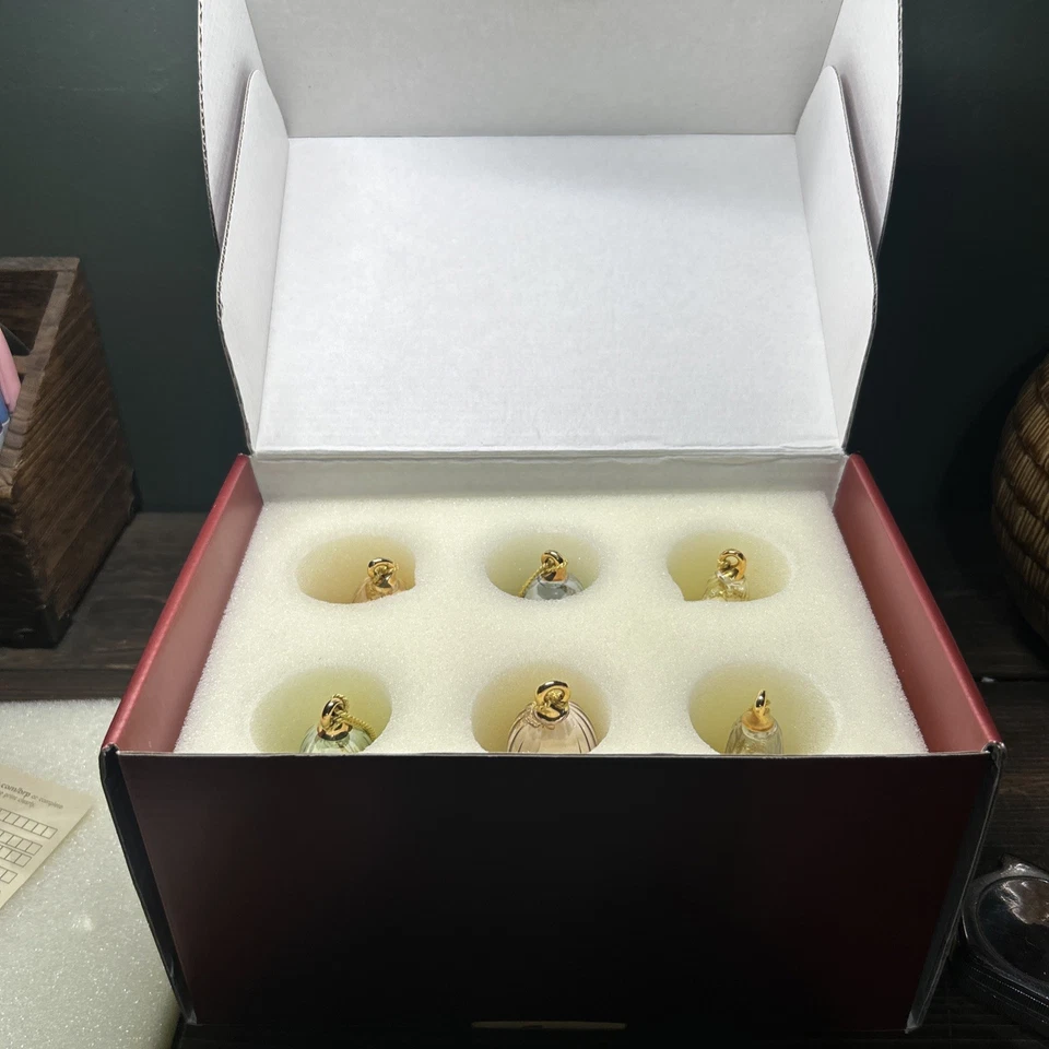 Juego de 6 adornos de campana de Navidad de vidrio LENOX con caja artículos de regalo de cristal navideño Foto 1 de 3