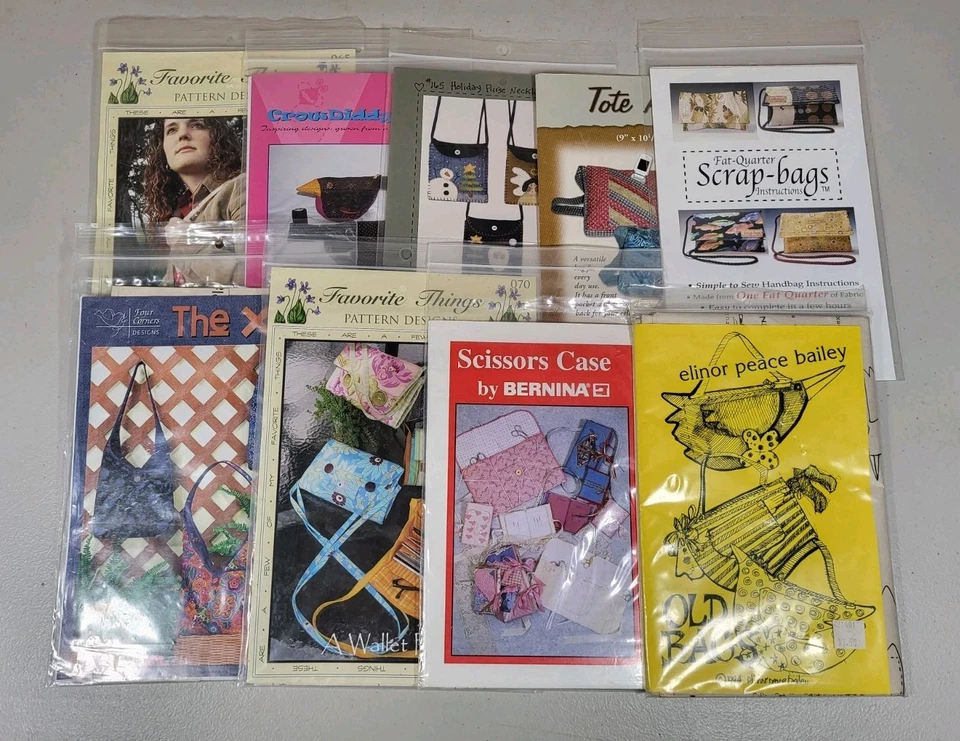 Lote Mixto de 9 Patrones de Costura de Monedero - Bolsas de Chatarra, Bolsas de Mano, Estuche de Tijeras Foto 1 de 4