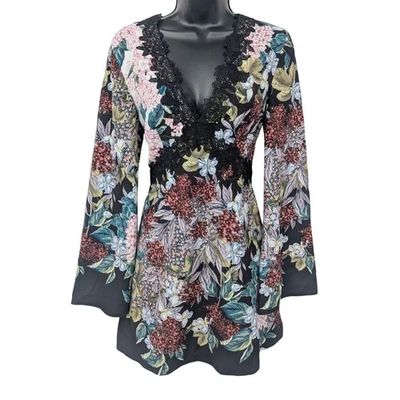 Keepsake Floral Lace Mini Dress Women Size S Bell Sleeve Y2K Whimsigoth Romantic - Image 1 of 4