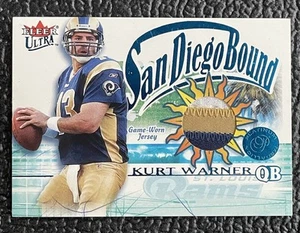 🔥KURT WARNER 2002 ULTRA SDB 3 COLOR GAME USED JERSEY CARD PLATINUM MEDALLION!🔥 - Picture 1 of 2