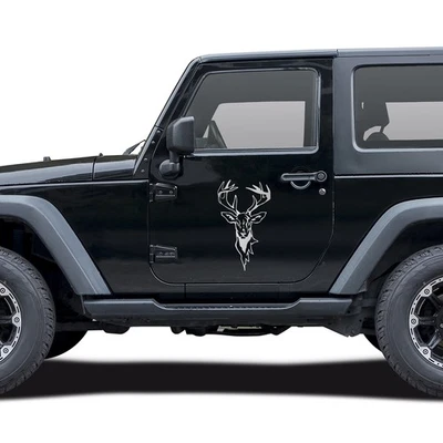 Hirsch Aufkleber Set 24x41cm Silber Metallic Autoaufkleber Jäger Jagd Deer KX043 - Bild 1 von 4