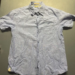 Bruno Washable Linen Short Sleeve Button Down Shirt Blue XL Single Front Pocket - Picture 1 of 6
