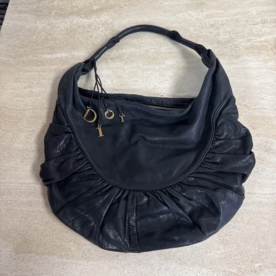 Christian Dior John Galliano Cuero Gitano Hobo Bolso de Hombro Dijes Negro  Foto 1 de 4