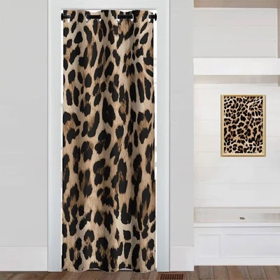 Cortinas de puerta con estampado de guepardo para puertas, leopardo marrón safari animal leopardo... Foto 1 de 4