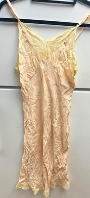 antique vintage art deco night gown 34 bias cut silk lingerie radelle lace slip - Image 1 of 4